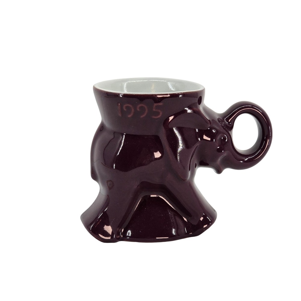 Frankoma 1995 GOP Elephant Mug Burgundy Maroon Ceramic Political Memorabilia